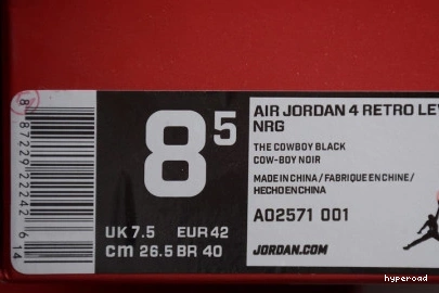 Hyperoad JORDAN 4 'BLACK' X AIR LEVI'S 0822